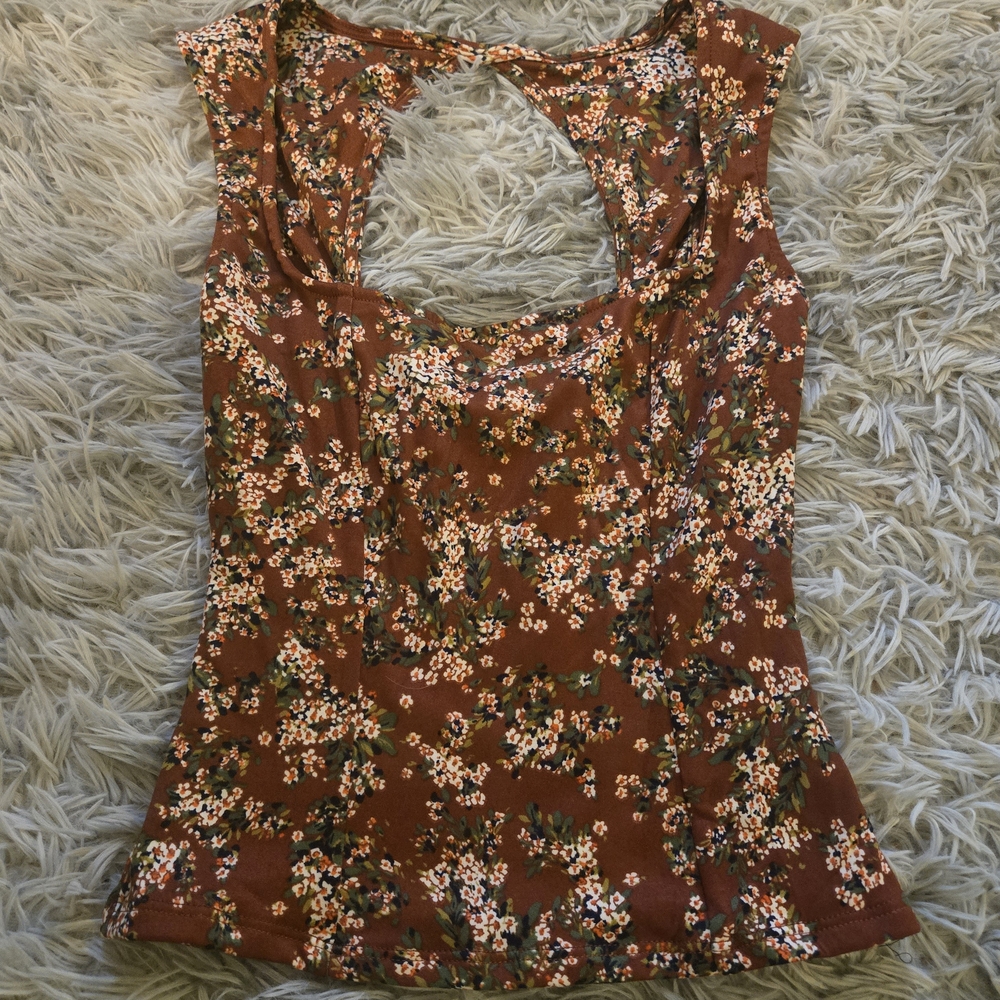 Lulu's Floral Brown Tank Top